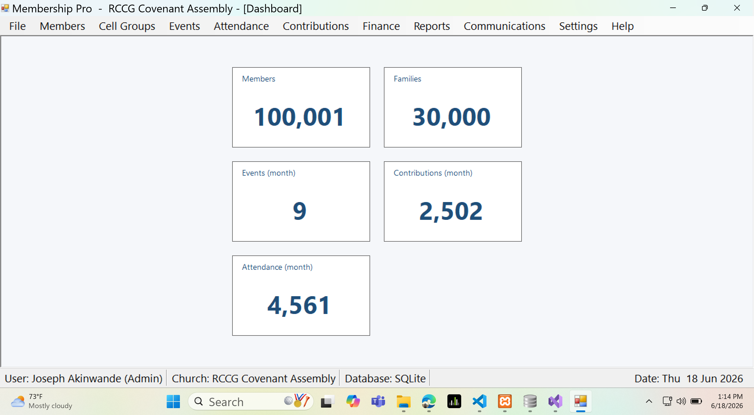 Membership Pro dashboard screenshot showing member and attendance overview
